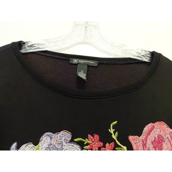 I.N.C Womens Floral  Embroidered Knit Sweater Black 1X NWT - Picture 6 of 8